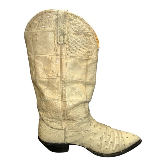 Nocona Men’s Cowboy Boots 7 EE Full Quill Ostrich Leather, Western, Cream/Ivory - Picture 4 of 16